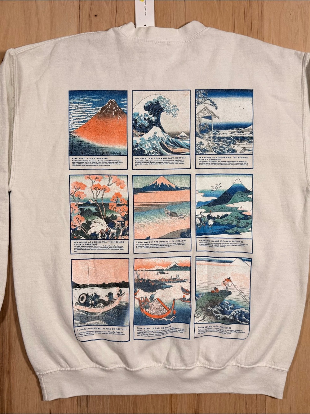Urban Outfitters White Graphic Men’s Sweatshirt with Ukiyo-e Panel